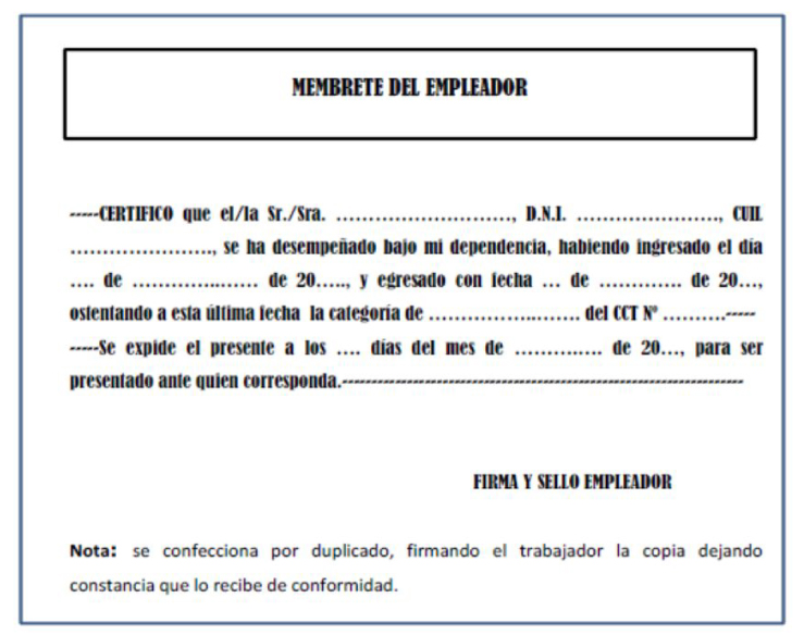 Certificados de trabajo a entregar al trabajador en caso de extinción -  Estudio Haberes